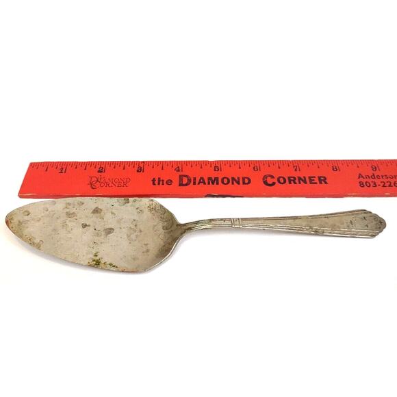 Antique RCCO Wilshire Silverplate Pastry Pie Cake Server 8.5" Patina Tarnished - Picture 4 of 5